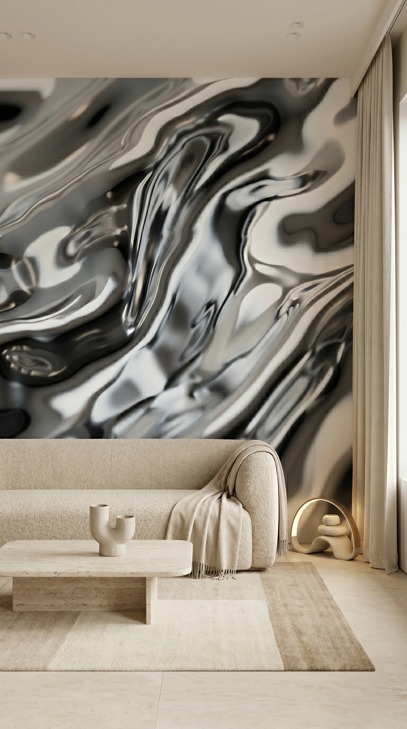 Silver Liquid - papel de colgadura Hot Dog Walls