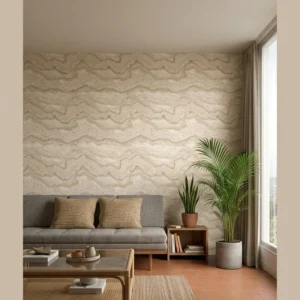 Mármol Dorado, Papel Tapiz Texturizado en sala