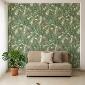 Palmas Verdes, Papel Tapiz Texturizado en sala
