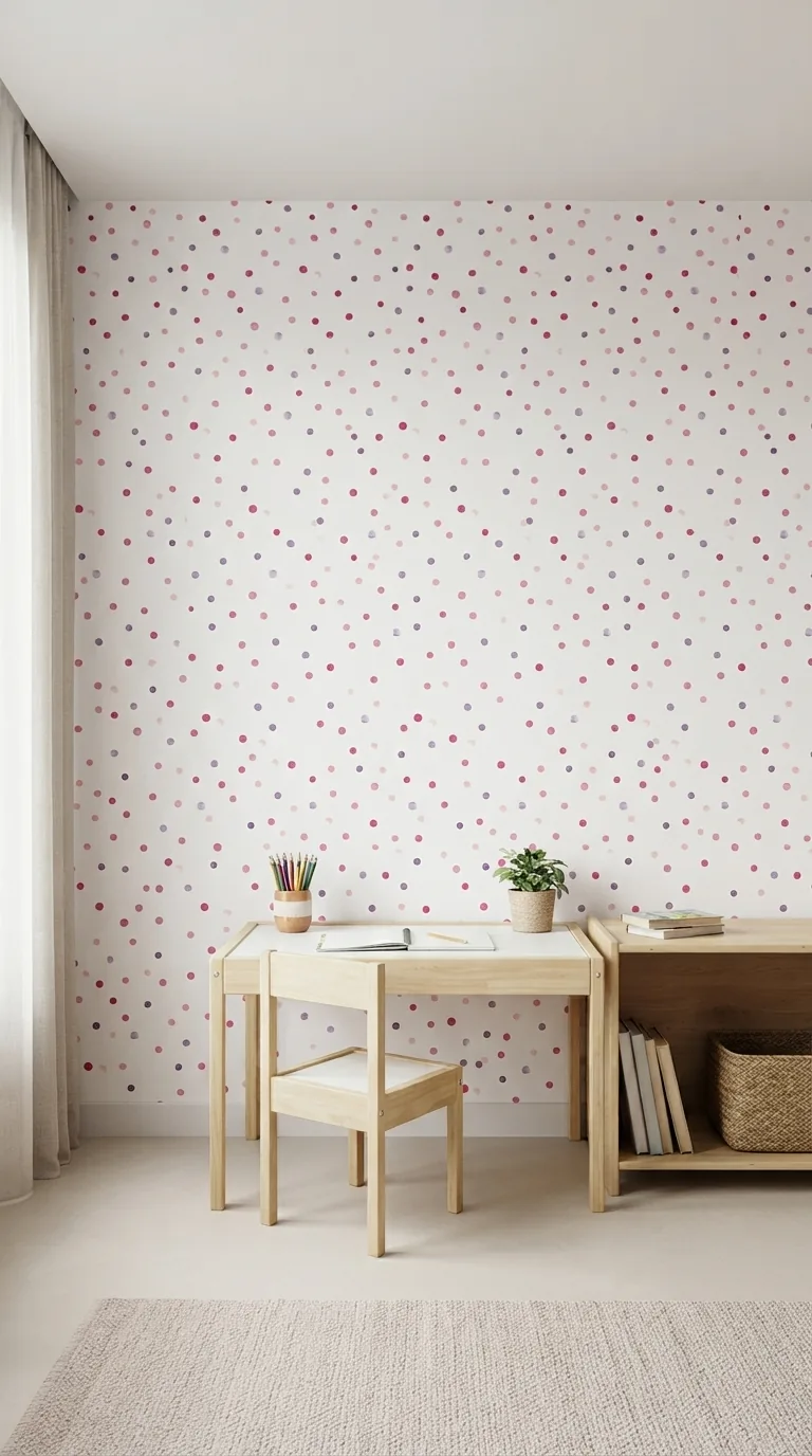 Punticos Rojos y Violetas – Papel Tapiz Infantil - papel de colgadura Hot Dog Walls